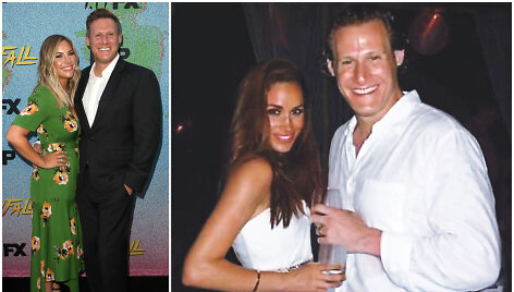 Trevoras Engelsonas su naująja žmona Tracey Kurland ir su Meghan Markle per jų vestuves Jamaikoje