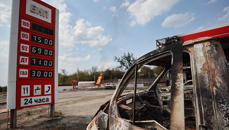 Gaisras degalinėje Jenakijeve, Rusijoje