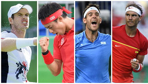 Andy Murray, Kei Nishikoris, Juanas Martinas del Potro ir Rafaelis Nadalis