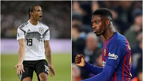 &bdquo;Bayern&ldquo; domisi L.Sane (kairėje), bet jei nepavyks, taikinyje yra O.Dembele.