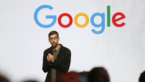 San Franciske pristatyti naujieji &bdquo;Google&ldquo; telefonai (įmonės vadovas Sundar Pichai)