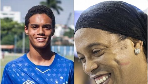 Ronaldinho (dešinėje) sūnus Joao Mendesas seka tėvo pėdomis.