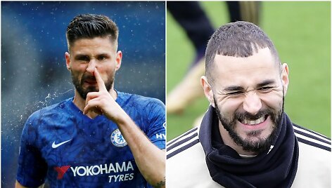 Olivier Giroud (kairėje) ir Karemas Benzema.