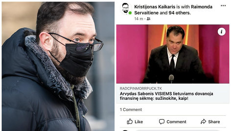 Kristijonas Kaikaris ir jo žinutė feisbuke.