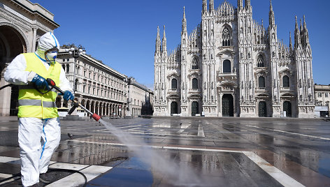 Dezinfekuojamos Milano gatvės