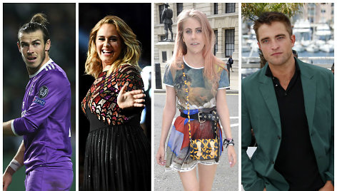 Garethas Bale'as, Adele, India Rose James ir Robertas Pattinsonas