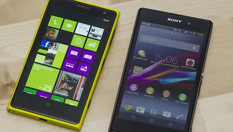 Telefonai „Nokia Lumia 1020“ ir „Sony Xperia Z1“