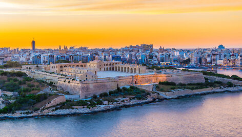 Sunset over Fort Manoel in Sliema, Malta