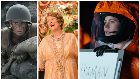 Andrew Garfieldas filme &bdquo;Pjūklo ketera&ldquo;, Meryl Streep filme &bdquo;Florence&ldquo; ir Amy Adams filme &bdquo;Atvykimas&ldquo;