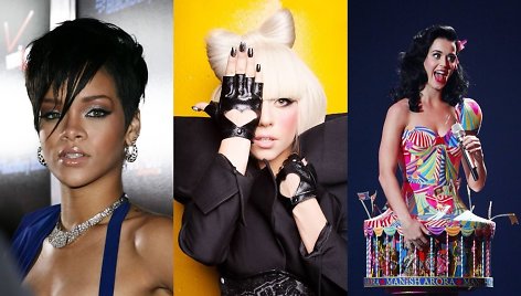 Rihanna, Lady Gaga ir Katy Perry