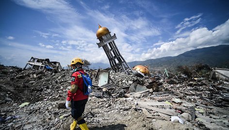 Indonezijos miestas Palu po žemės drebėjimo ir cunamio