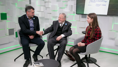Vytautas Landsbergis ir Mindaugas Mikalauskas ir jo dukra Meda