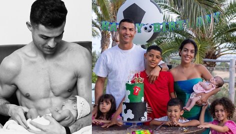 Cristiano Ronaldo ir Georgina Rodr&iacute;guez su vaikais