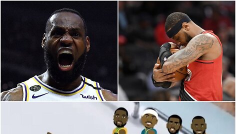 L.Jamesas (kairėje vir&scaron;uje) i&scaron;gelbėjo C.Anthony per NBA žaidėjų atostogas.