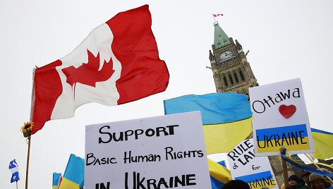 Ukrainos palaikymo akcija Kanados sostinejė Otavoje