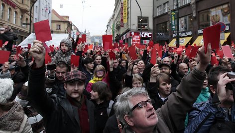 Demonstrantai Prahoje 