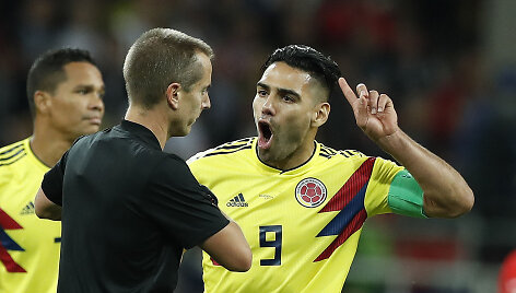 Teisėjas Markas Geigeris ir Radamelis Falcao 