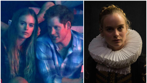 Cressida Bonas su princu Harry (2014 m. ) ir filme &bdquo;Tulpių kar&scaron;tinė&ldquo;