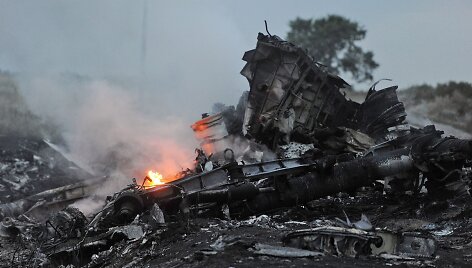 Numu&scaron;to &bdquo;Malaysia Airlines&ldquo; lėktuvo nuolaužos Donecke, Ukrainoje.