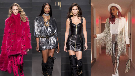 „Moschino [tv] H&M“ kolekciją demonstravę modeliai Candice Swanepoel, Naomi Campbell ir Bella Hadid bei Karolina Meschino