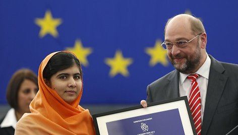 Malala Yousafzai ir Europos Parlamento vadovas Martinas Schulzas