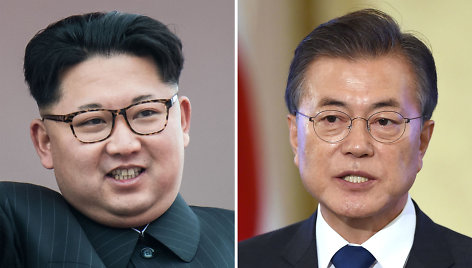 Kim Jong Unas ir Moon Jae-inas 