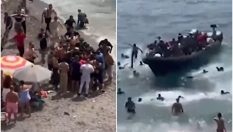 Ispanijoje migrantai užplūdo turistų pilną paplūdimį