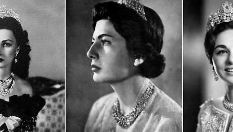 Irano šacho Mohammado Rezo Pahlavi žmonos (iš kairės) Fawzia Fuad, Soraya Esfandiary-Bakhtiary ir Farah Diba