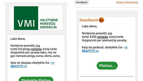 Gyventojus užplūdo melagingi &bdquo;Sodros&ldquo;, VMI ir banko prane&scaron;imai apie i&scaron;mokas
