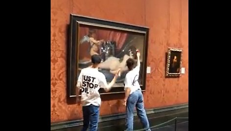 Klimato aktyvistai plaktukais pasikėsino į D.Velazquezo Veneros paveikslą 