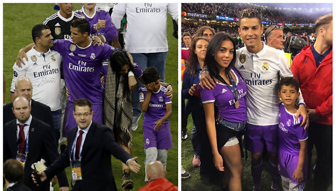Cristiano Ronaldo su drauge Georgina Rodriguez ir sūnumi Cristiano jaunesniuoju