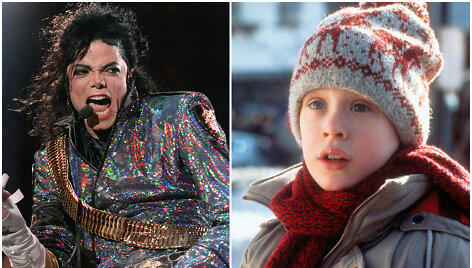 Michaelas Jacksonas 1992 metais ir Macaulay Culkinas filme &bdquo;Vienas namuose&ldquo;