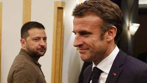 Volodymyras Zelenskis ir Emmanuelis Macronas