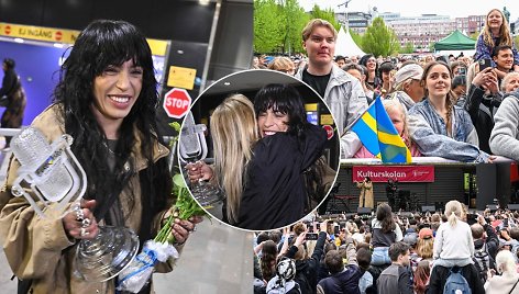 Švedijoje pasitikta „Eurovizijos“ nugalėtoja Loreen: džiaugsmo priepuolis ir parke sudainuota „Tattoo“