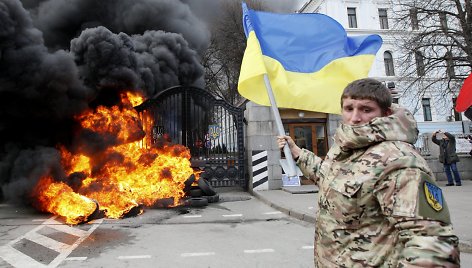 „Aydar“ bataliono karių protestas Kijeve