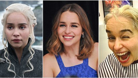 8 metus blondinę „Sostų karuose“ vaidinusi Emilia Clarke pagaliau persidažė savo tamsius plaukus