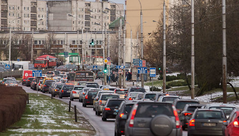 Slidaus kelio sustingdytas Vilniaus Laisvės prospektas