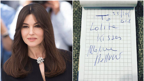 Monica Bellucci ir jos autografas