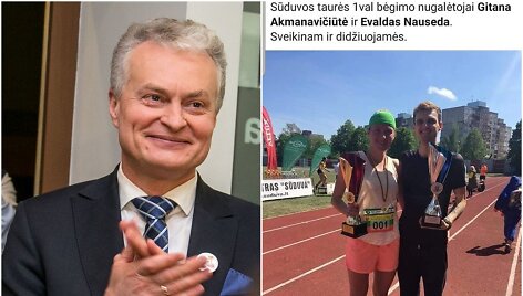 Gitanas Nausėda sekmadienį varžėsi rinkimuose, o bėgimo varžybose Marijampolėje nugalėjo Gitana Akmanavičiūtė ir Evaldas Nausėda.