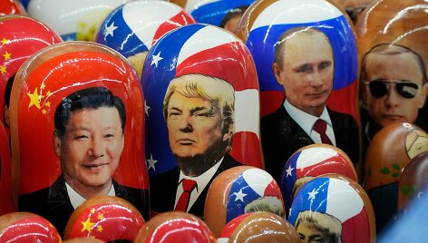 Žaislai su Vladimiro Putino, Xi Jinpingo ir Donaldo Trumpo atvaizdais