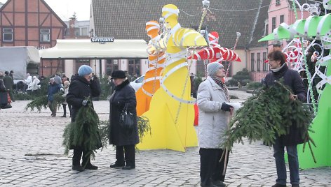 Klaipėdiečiai ketvirtadienion popietę išsidalino apie tūkstantį pušies ir eglės šakų. 