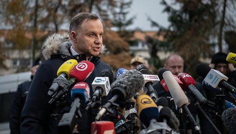 Lenkijos prezidentas Adrzejus Duda lankosi P&scaron;evoduvo kaime. Lenkija, 2022 lapkričio 17 d. 