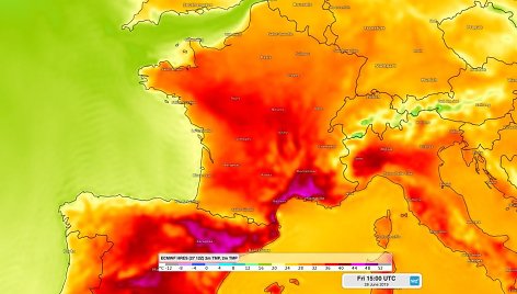 Prancūzijos užfiksuotas naujas šalies karščio rekordas – 44,3 laipsnio