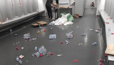 Bulgarijos rinktinės rūbinė po mačo Kaune