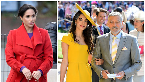 Sasekso hercogienė Meghan ir George'as bei Amal Clooney per karališkąsias vestuves