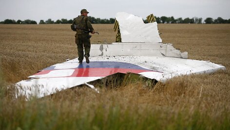 Numu&scaron;to &bdquo;Malaysia Airlines&ldquo; lėktuvo nuolaužos Donecke, Ukrainoje.