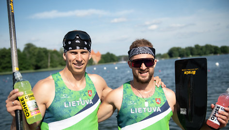 Lietuvos baidarių ir kanojų čempionatas Trakuose. Henrikas Žustautas ir Vadimas Korobovas