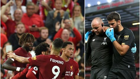 &bdquo;Liverppol&ldquo; pergale pradėjo Anglijos čempionatą, bet traumą patyrė vartininkas Allisonas. 