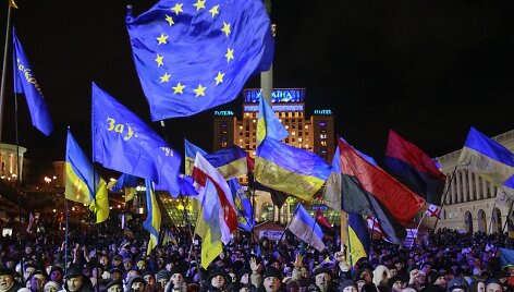 Protestuotojai Kijevo Nepriklausomybės aik&scaron;tėje