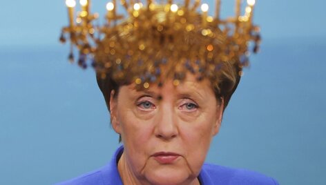 &Scaron;viestuvas vir&scaron; ekrano, kuriame - Angela Merkel debatuose